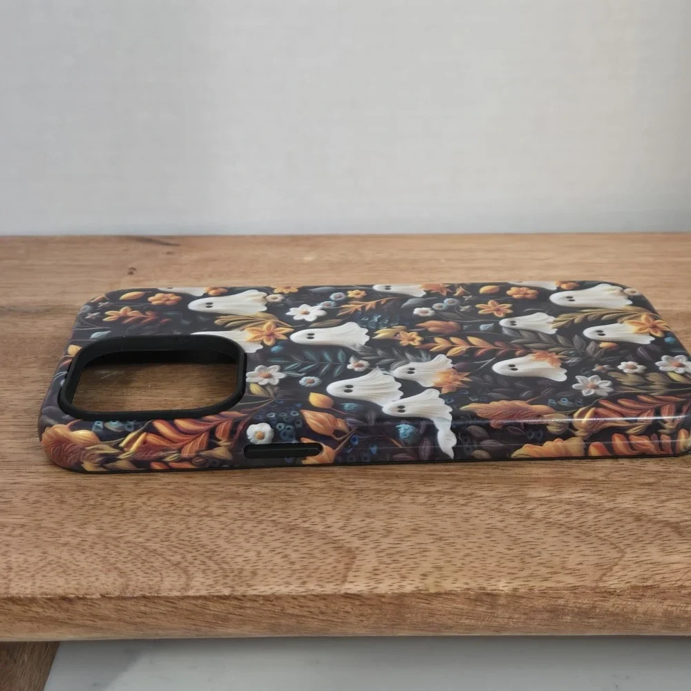 BURGA iPhone 14 Pro Max Case Ghost Floral Halloween Protective Slim Pumpkin Cute